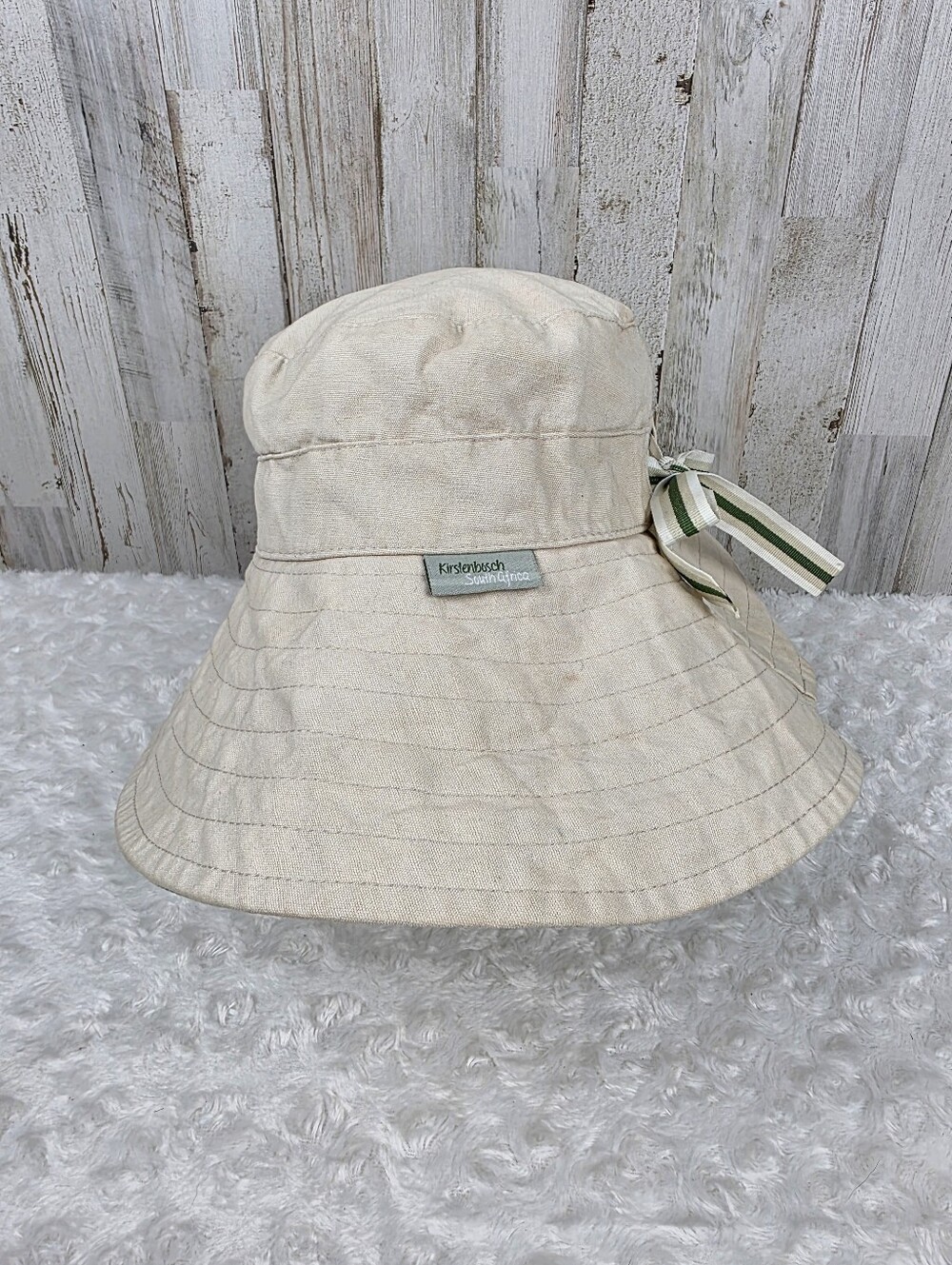 Kirstenbosch South Africa Bucket Hat Beige Linen Size Medium